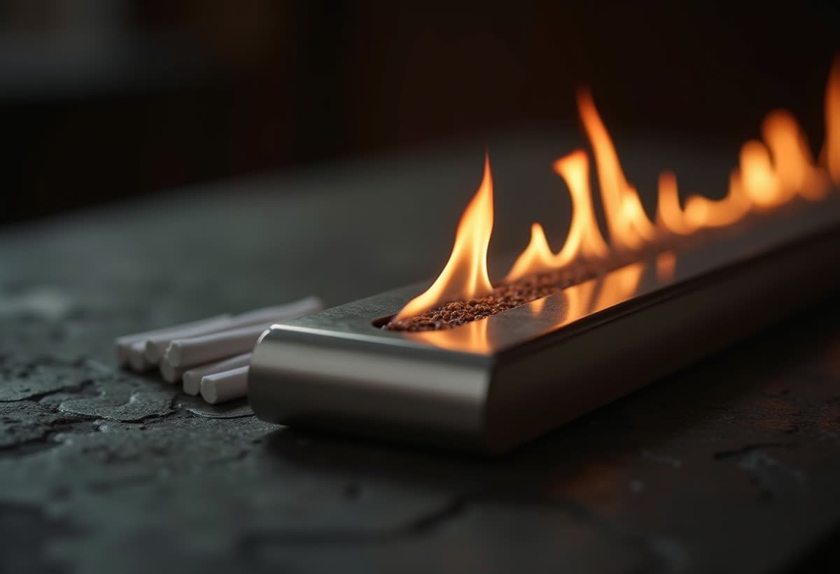 Bio-ethanol brander met keramisch hout (sfeerimpressie)